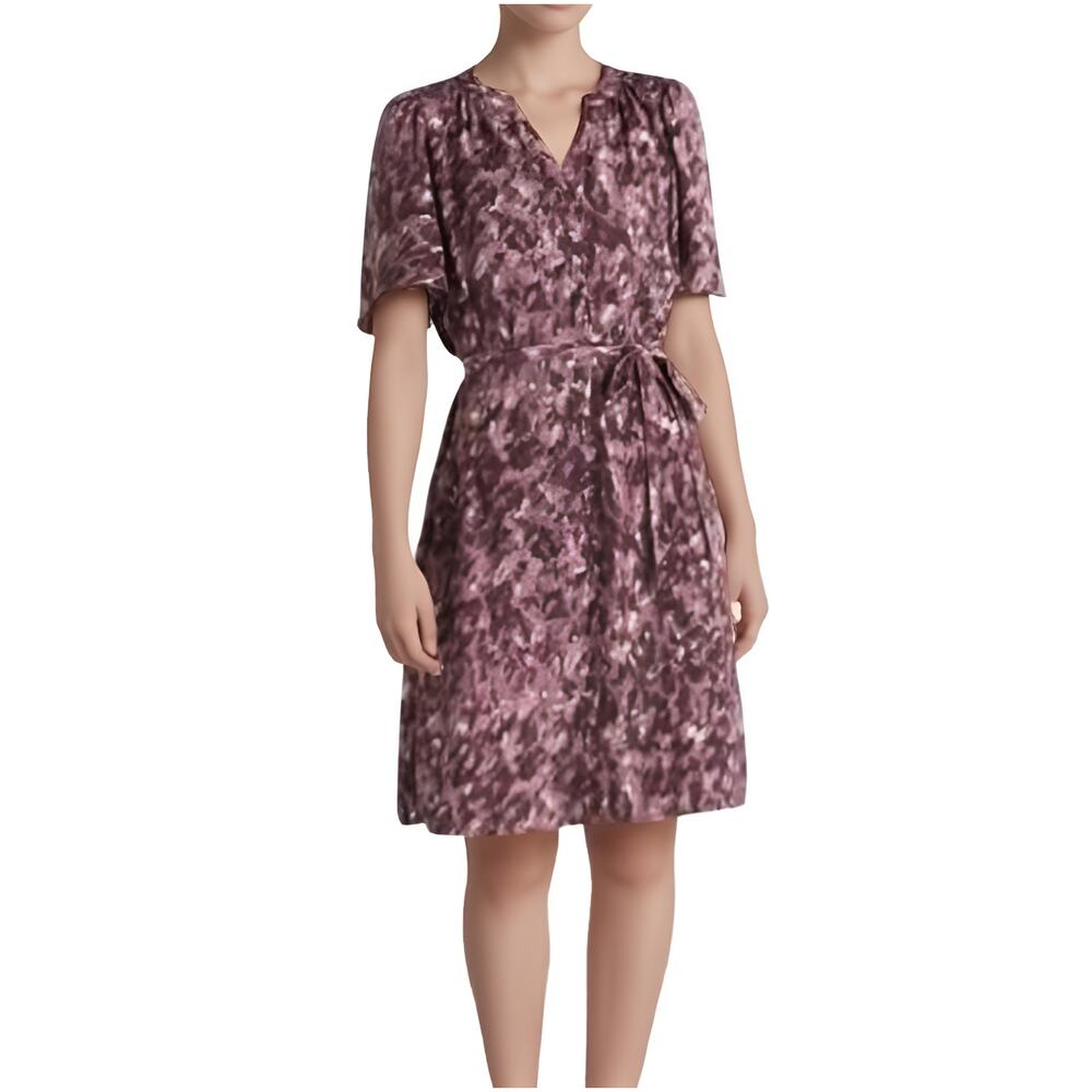 41 Hawthorn Split Neck Dress Purple NWT Size Small Petite SP Belted